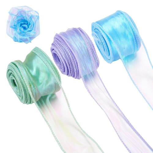 Spritewelry Schillerndes Organzaband, Regenbogen-Chiffon, durchscheinendes Band für Blumensträuße, Girlanden, Hochzeit, Geschenkverpackung, Weihnachten, Zuhause, Party, Dekoration, 45 mm von Spritewelry