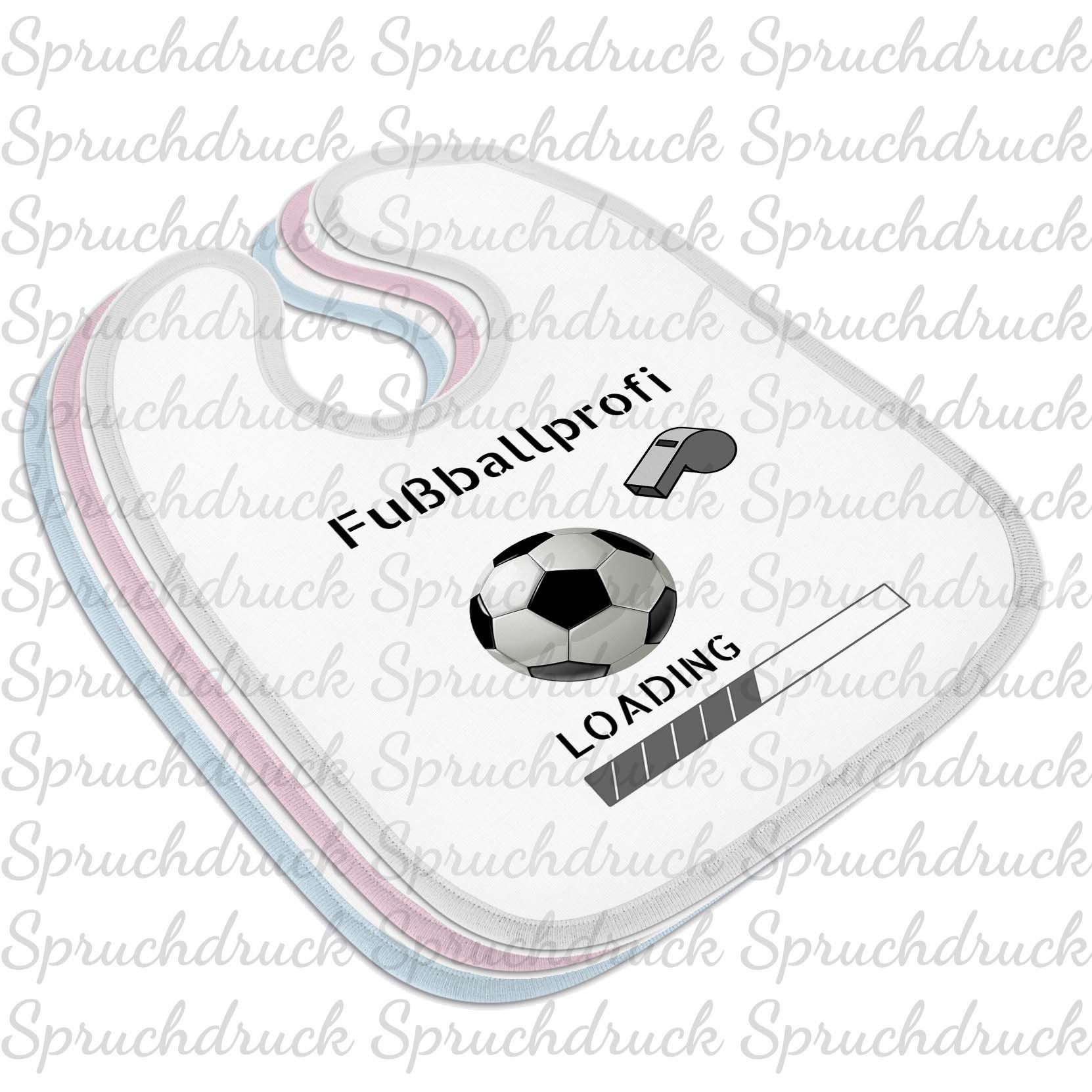 Babylätzchen Fußballprofi Loading Blau Weiss Rosa Latz von Spruchdruck