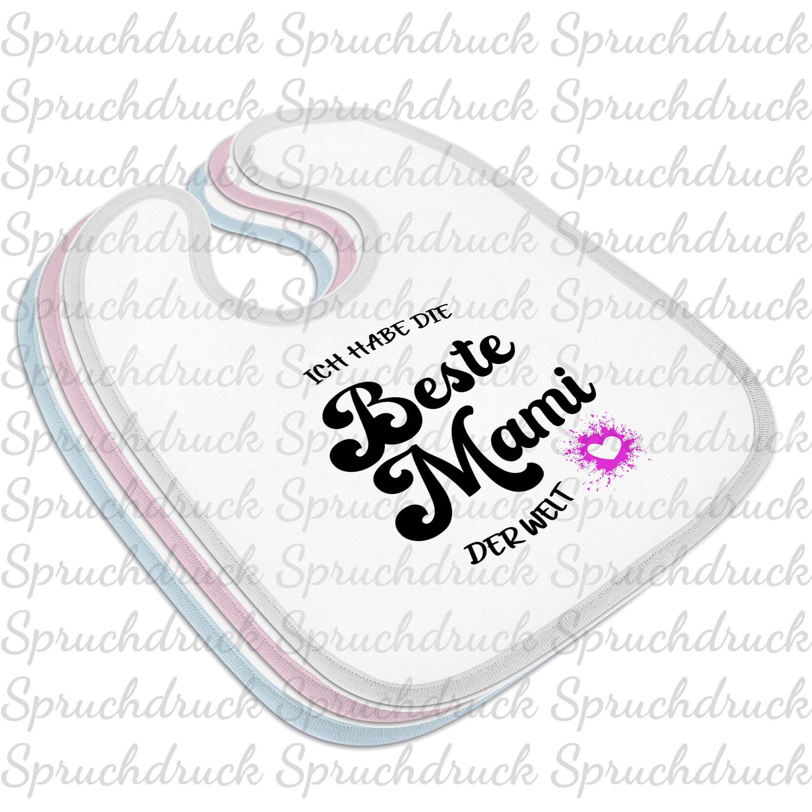 Babylätzchen Ich Habe Die Beste Mami Der Welt Blau Weiss Rosa Latz von Spruchdruck