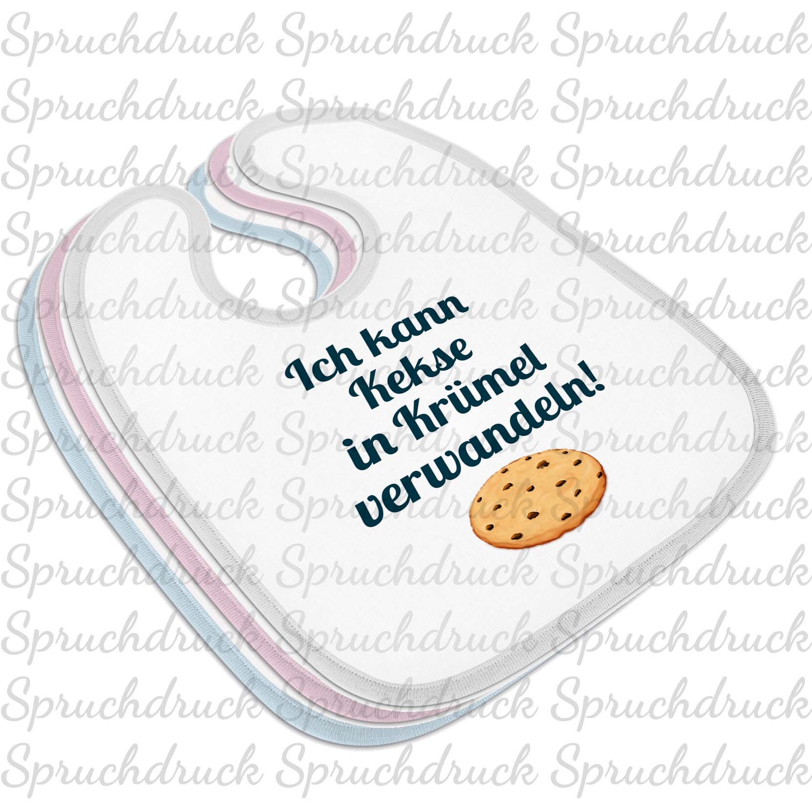 Babylätzchen Ich Kann Kekse in Krümel Verwandeln Blau Weiss Rosa Latz von Spruchdruck