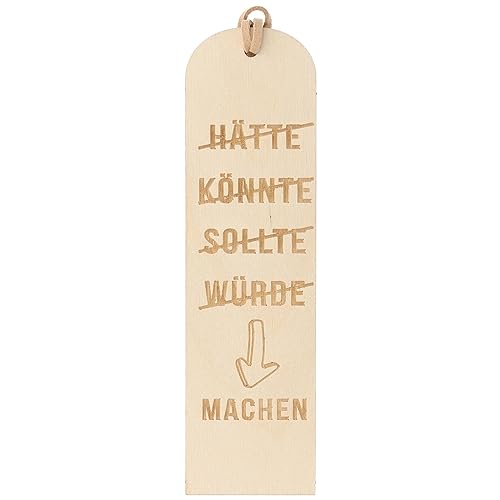 Spruchreif | Lesezeichen aus Holz mit Gravur und Lederband | Hölzernes Lesezeichen | Geschenke für Buchliebhaber | Bücherwurm | Lesezeichen mit Gravur | Lesezeichen mit Spruch von Spruchreif