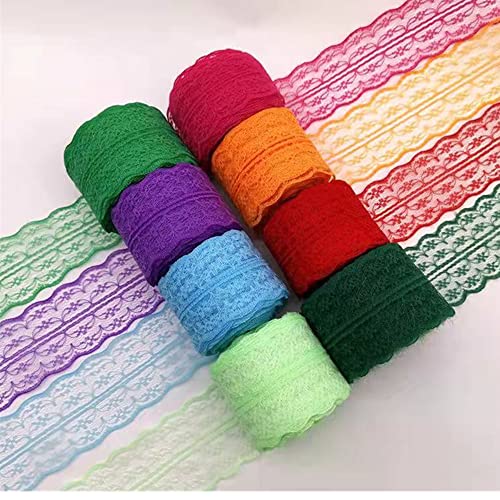 8 rollen Buntes Spitzenband 4.5cm 10m Dünne Spitze Stoff Ribbon Trim fur Hochzeitseinladung Karten Dekorieren Nahen Hair Bow Making Geschenkverpackung von Spydge