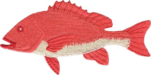 Northern Red Snapper Fish – bestickter Aufnäher zum Aufbügeln von Square Deal Recordings & Supplies