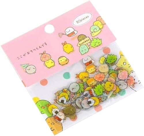 80 Teile/Beutel Japanische Schreibwaren Aufkleber Nette Katze Sticky Papier Kawaii PVC Tagebuch Bär Aufkleber für Dekoration Tagebuch Scrapbooking Zufällige Stil Haftnotizen Notizbücher und von SquarezhenBo