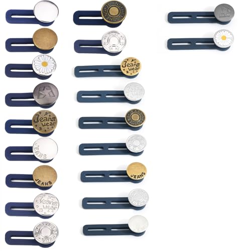 Sqxaldm 20 Stück Knopfverlängerung für Hosen Hosen Expander Button Taille Extender Knopf Adjustable Bund Expander Jeans Einziehbare Knöpfe Hosenbunderweiterung für Jeans Hosen, Hosenerweiterung von Sqxaldm