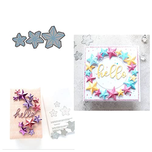 Sredwtk 3Pcs Mini Stanzschablonen Sterne 3D Metall Stanzschablone Scrapbooking DIY Vorlage Form für Papier Handwerk Prägewerkzeuge Grußkartenherstellung von Sredwtk