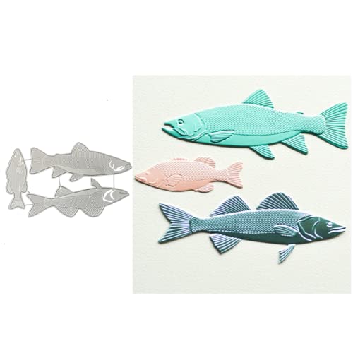 Sredwtk 3pcs Fisch Stanzschablonen Cutting Dies Prägeschablonen Stanzformen Schablonen Für Scrapbooking, Fotopapier 3D Karten Handwerk Prägen DIY Herstellung Geschenk von Sredwtk