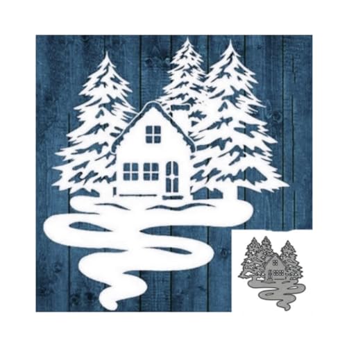 Sredwtk Baum Haus Stanzschablonen Weihnachten Metall Prägeschablonen Stanzformen Schneiden für DIY Karte Sammelalbum Scrapbooking Fotoalbum Deko Cutting Dies von Sredwtk