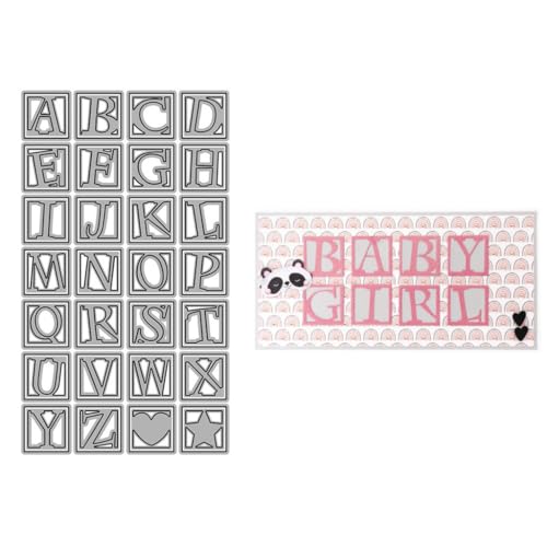 Sredwtk Block Stanzschablonen Buchstaben Groß Metall Prägeschablonen Stanzformen Schneiden für DIY Karte Sammelalbum Scrapbooking Fotoalbum Deko Cutting Dies von Sredwtk