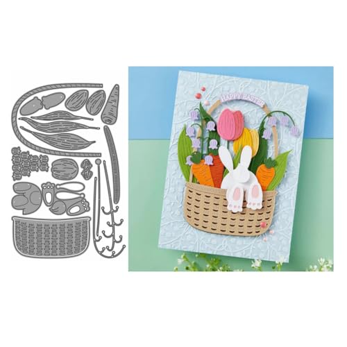 Sredwtk Blumen Hase Korb Stanzschablonen Metall Prägeschablonen Stanzformen Schneiden für DIY Karte Sammelalbum Scrapbooking Fotoalbum Deko Cutting Dies von Sredwtk