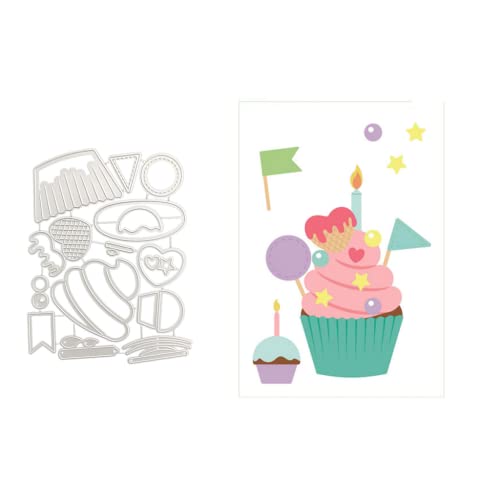 Sredwtk Cupcake Stanzschablonen Kuchen Cutting Dies Prägeschablonen Stanzformen Schablonen Für Scrapbooking, Fotopapier 3D Karten Handwerk Prägen DIY Herstellung Geschenk von Sredwtk