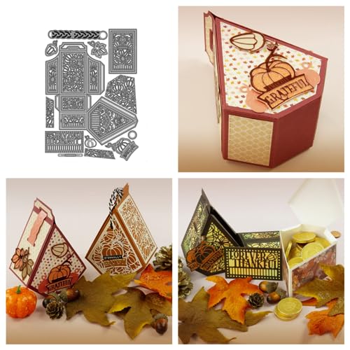 Sredwtk Dankbare Ernte Stanzschablonen Herbst Schachtel Stanzschablonen Boxen Metall Prägeschablonen Stanzformen Schablonen für DIY 3D Hochzeitgeschenkbox Kuchenbox Keksbox Süßigkeitenbox von Sredwtk