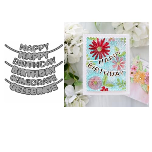 Sredwtk HAPPY BIRTHDAY Stanzschablonen Geburtstag Metall Prägeschablonen Stanzformen Schneiden für DIY Karte Sammelalbum Scrapbooking Fotoalbum Deko Cutting Dies von Sredwtk