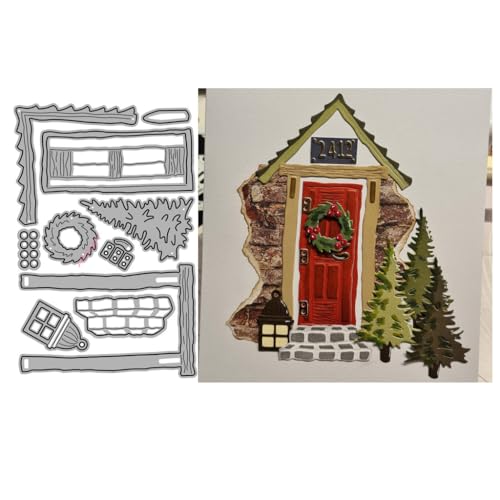 Sredwtk Häuser Weihnachten Stanzschablonen Winter Weihnachten Metall Prägeschablonen Stanzformen Schneiden für DIY Karte Sammelalbum Scrapbooking Fotoalbum Deko von Sredwtk