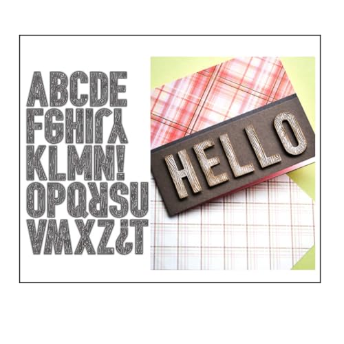 Sredwtk Holz Stanzschablonen Buchstaben Groß Metall Prägeschablonen Stanzformen Schneiden für DIY Karte Sammelalbum Scrapbooking Fotoalbum Deko Cutting Dies von Sredwtk