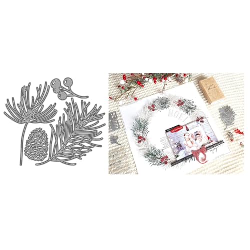 Sredwtk Kiefernzapfen Kranz Stanzschablonen Weihnachten Metall Prägeschablonen Stanzformen Schneiden für DIY Karte Sammelalbum Scrapbooking Fotoalbum Deko Cutting Dies von Sredwtk