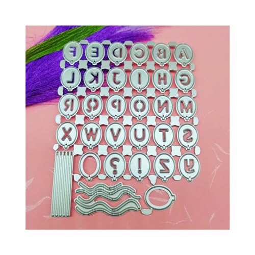 Sredwtk Luftballons Stanzschablone Buchstaben Stanzform 26 Großbuchstaben Metall Prägeschablonen DIY Scrapbooking Weihnachten Cutting Dies Kartenbasteln von Sredwtk