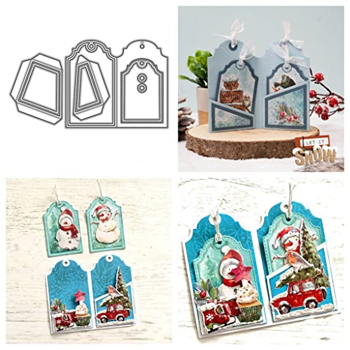 Sredwtk Mit Tags Faltkarte Festival Grußkarte Stanzschablonen Karten Stanzschablonen Weihnachten Prägeschablonen Cutting Dies Stanzformen für DIY Scrapbooking Herstellung Karten Handwerk Geschenk von Sredwtk