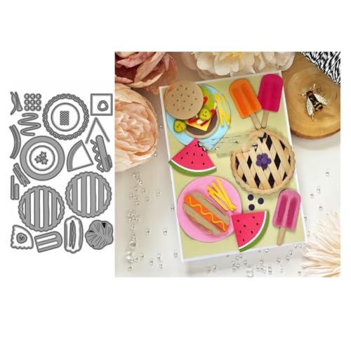 Sredwtk Obst Pizza Burger Stanzschablonen Metall Prägeschablonen Stanzformen Schneiden für DIY Karte Sammelalbum Scrapbooking Fotoalbum Deko Cutting Dies von Sredwtk