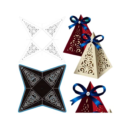 Sredwtk Pyramide Stanzschablonen Schachteln Weihnachten Geschenkbox Stanze Box Metall Prägeschablonen Stanzformen Cutting Dies für DIY Scrapbooking Karten Handwerk Geschenk Homedeko von Sredwtk