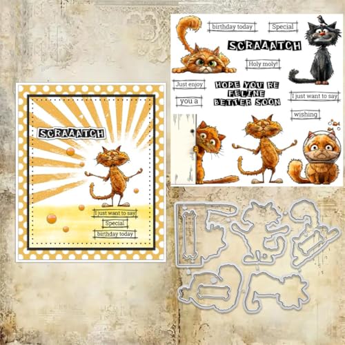 Sredwtk Süße Katze Geburtstag Stanzschablonen und Stempelset,Stempel und Stanzen Set,Silikonstempel und Stanzen Set,Clear Stamp und Stanzschablone Für DIY Scrapbooking Fotoalbum Dekor Karten Sredwtk Süße Katze Geburtstag Stanzschablonen und Stempelset,Stempel und Stanzen Set,Silikonstempel und Stanzen Set,Clear Stamp und Stanzschablone Für DIY Scrapbooking Fotoalbum Dekor Karten von Sredwtk