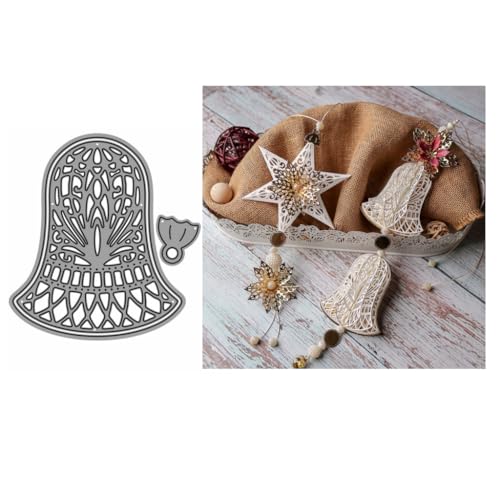 Sredwtk Weihnachtsanhänger 3D Klingelnde Glocke Stanzschablonen Weihnachten Sterne Metall Prägeschablonen Stanzformen Schneiden für DIY Karte Sammelalbum Scrapbooking Fotoalbum Deko Cutting Dies von Sredwtk