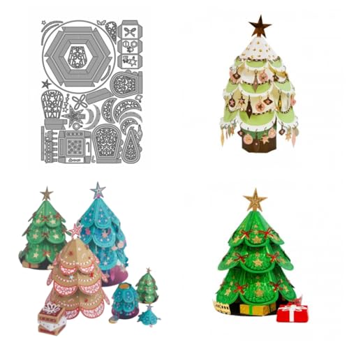 Sredwtk Weihnachtsbaum Stanzschablonen Schachtel Weihnachten Stanzschablonen Box Metall Prägeschablonen Stanzmaschine Stanzformen Schablonen für DIY 3D Weihnachten Keksbox Süßigkeitenbox von Sredwtk