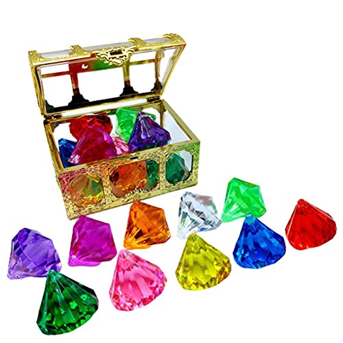 10-teiliges Buntes Diamant-Piraten-Schatztruhen-Set mit Großen Acryl-Edelsteinen Zum Pooltauchen, Unterwasser-Schwimmspielzeug, Ideal für Sommerpartys, S (Großer roter Hummerclip von Srliya