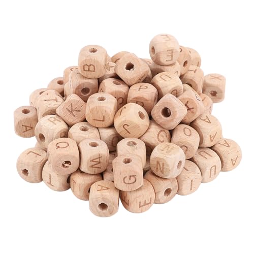 100pcs Holzalphabetperlen, Helles Finish Großes Loch, Vielseitige Handwerksprojekte Geschenke Wohnkultur, aus Buchenholz Gefertigt, 12 Mm Seitenlänge von Srliya