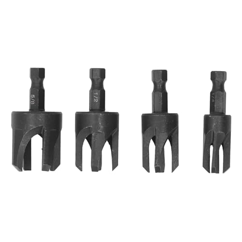 Holzstecker Cutter 4pcs Holzstecker Bohrbohrer Set Kohlenstoffstahl 1/4in -Hex -Schaftklauen -Holzstecker Cutter Set 1/4in 3/8in 1/2in 5/8in von Srliya