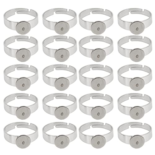 Ringblanks, Verstellbare Flachringbasen aus Edelstahl mit 20 Stkwegen für Ringe, Schmuck, 8 Mm Durchmesser, Geeignet für Schmuckzubehör Geeignet von Srliya