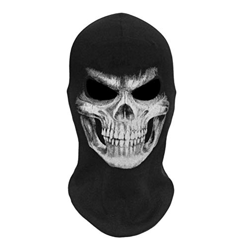 Srliya Halloween Sensenmann 3D-Skelett-Vollgesichtsmaske, Halloween-Cosplay-Schädel-Kopfbedeckung, Kostümzubehör, Ideal für Partys, Kostüme und Trick-or-Treat-Events (Schwarz) von Srliya