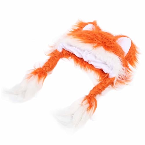 Srliya Handgefertigte Katzenohren-Kopfbedeckung, Warme Mütze, Party-Kopfbedeckung, Flauschiger Plüsch-Katzenohren-Hut für Cosplay, Valentinstag, Weihnachten (Orangeweiß) von Srliya