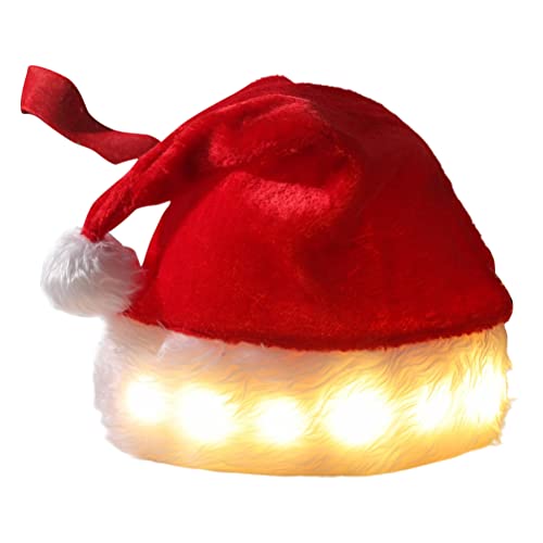 LED-beleuchtete Plüsch-Weihnachtsmannmütze, Weihnachtskostüm-Requisiten, Urlaubspartyzubehör, Weihnachtsmannmütze mit LED-Lichtern für Erwachsene, Jugendliche, Rote Samtmütze für von Srliya