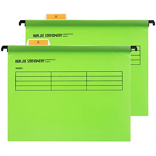 Srvnpioy Große Größe Foolscap Hängemappen mit Tabs und Karteneinlagen,12 Stück,40cm Aufhängestange Passend für Papier 36cm x 24cm, Polypropylen Hängetasche für Aktenschränke,Grün von Srvnpioy