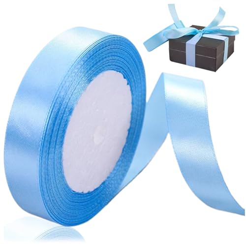 1 Roll Blue Ribbon, 0,79 Zoll x 25 Meter Blaues Satinband Polyester Himmelblau Ribbon Hellblau Ribbon für Geschenkverpackungen, Weihnachtsdekoration, Kunsthandwerk, Haarbögen, Kränze von Ssguopte