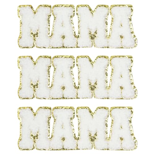 Ssyuysto Heartfelt Mama Patch – Chenille Buchstaben zum Aufbügeln für Muttertag Dekoration, perfektes Geschenk für Frauen, Mädchen, Söhne und Töchter (weiß) von Ssyuysto