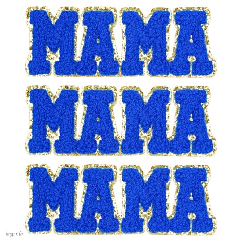 Ssyuysto Mama Bügelbild Mädchen Chenille Buchstaben Patches DIY bestickte Applikationen für Kleidung, Rucksack, Taschen am Muttertag (blau) von Ssyuysto