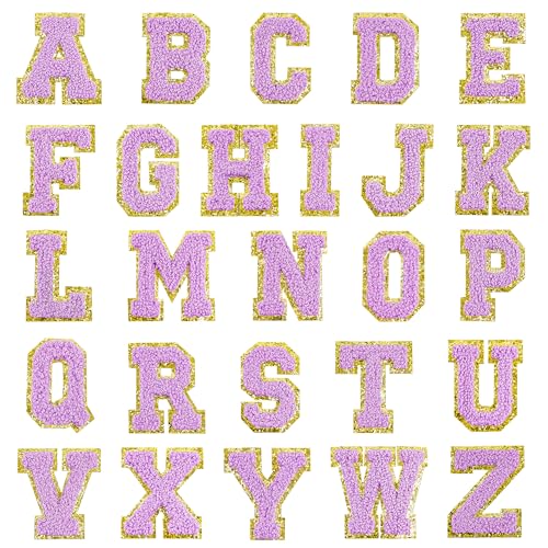 Ssyuysto Selbstklebende Chenille-Buchstaben-Aufnäher für Taschen, 5,1 cm, adrette Varsity-Buchstaben für Kleidung und Hüte, große Buchstaben-Aufkleber für Laptop, Handyhülle, Kühlschrank, 26 Stück von Ssyuysto