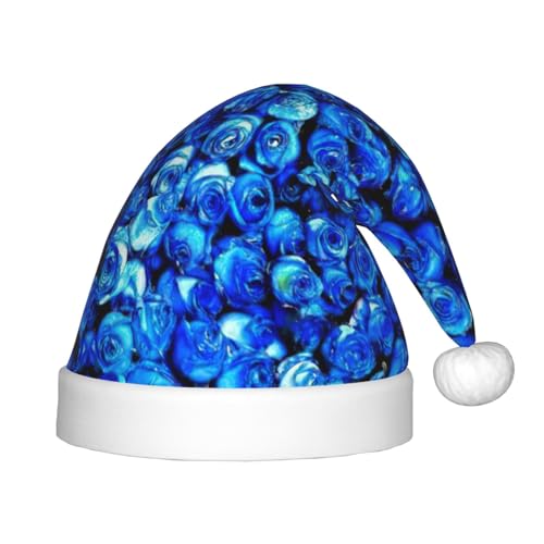 StOlmx Blaue Rose Weihnachtsmütze, Weihnachtsmannmütze, Urlaub für Jugendliche, Unisex, bequeme Weihnachtsmütze für Neujahrsparty von StOlmx