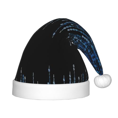 StOlmx The Blue Binary Weihnachtsmütze, Weihnachtsmannmütze, Urlaub für Jugendliche, Unisex, bequeme Weihnachtsmütze für Neujahrsparty von StOlmx