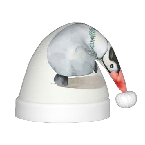 StOlmx Weihnachtsmütze mit Pinguin mit Blumen, Weihnachtsmannmütze, Urlaub für Jugendliche, Unisex, bequeme Weihnachtsmütze für Neujahrsparty von StOlmx