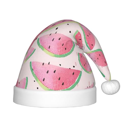 StOlmx Weihnachtsmütze mit Wassermelonen-Motiv, frisches Obst, Weihnachtsmannmütze, Urlaub für Jugendliche, Unisex, bequeme Weihnachtsmütze für Neujahrsparty von StOlmx