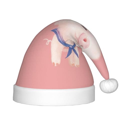 StOlmx Weihnachtsmütze mit rosa Schweinchen, Weihnachtsmannmütze, Urlaub für Jugendliche, Unisex, bequeme Weihnachtsmütze für Neujahrsparty von StOlmx