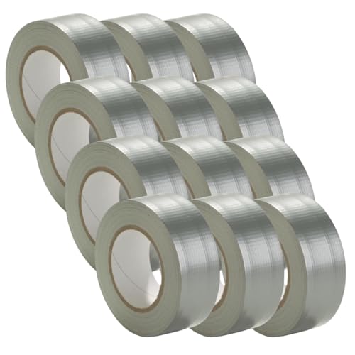 12x Stabilo Gewebeband silber 48mm x 50m | Panzertape | Panzerband | Steinband | Klebeband | Ducttape | Reparaturband | Reparaturklebeband | 12 Rollen von Stabilo Befestigungstechnik