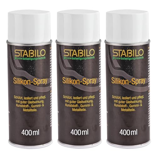 3x Silikon-Spray 400ml | Sprühfett, Gleitspray, Silikonfett, Schmieröl | Schützt, isoliert und pflegt | 3 Stück von Stabilo Befestigungstechnik