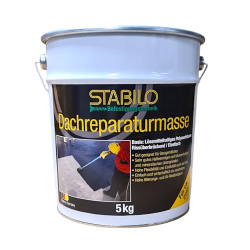 Stabilo Dachreparaturmasse 5 kg | Bitumen-Spachtelmasse, Dach-Abdichtung, Schwarz von Stabilo Befestigungstechnik