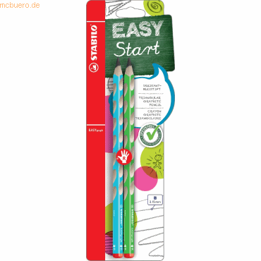10 x Stabilo Bleistift Easygrap HB blau/grün Blisterkarte VE=2 Stück von Stabilo