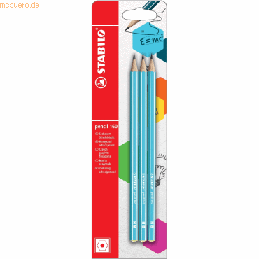 10 x Stabilo Schulbleistift sechskant pencil 160 HB blau Blisterkarte von Stabilo