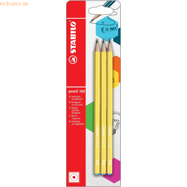 10 x Stabilo Schulbleistift sechskant pencil 160 HB gelb Blisterkarte von Stabilo